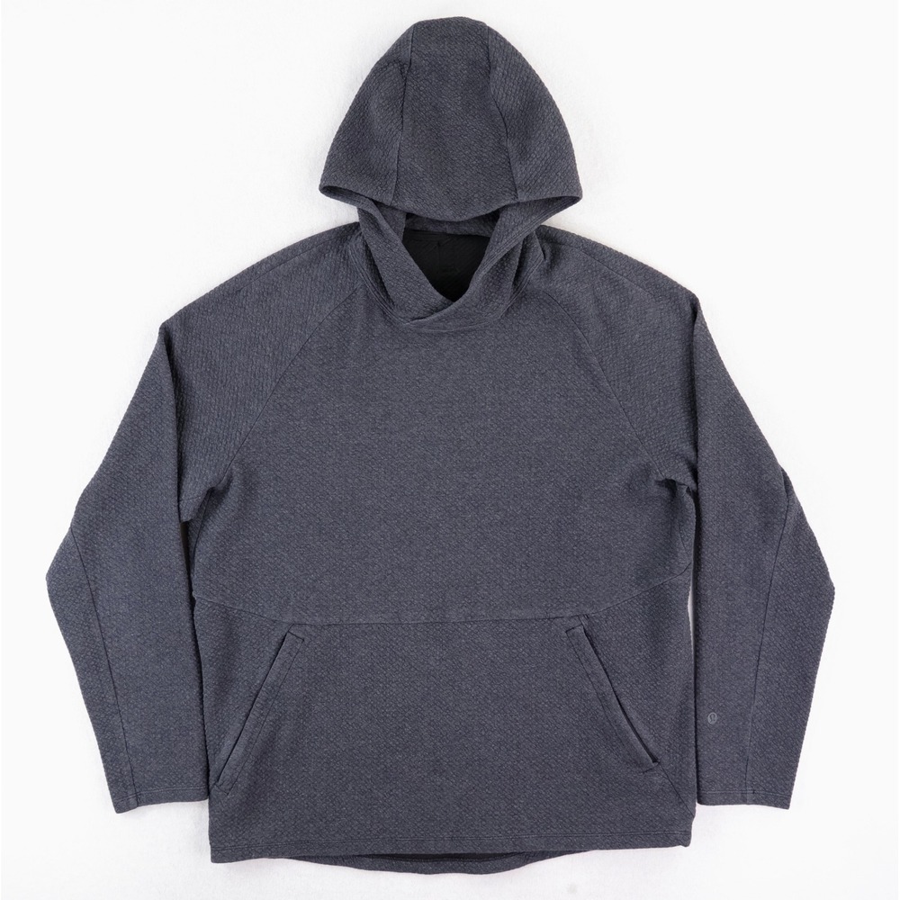 Lululemon At Ease Hoodie Mens Large Grey Textured Knit Pullover Sweatshirt